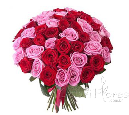 ♥ Buquê de Rosas Cor de rosas  e rosas vermelhas